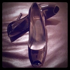 Black stiletos peep shoes